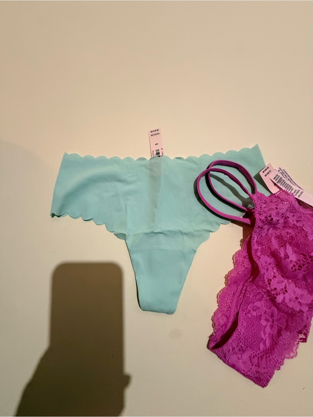 Victoria secret Lace & Seamless Bikini Panties - Aqua and Fuchsia - Picture 2 of 5